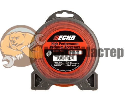 Леска триммерная ECHO Cross Fire Line 2,4мм*  15м (крест)